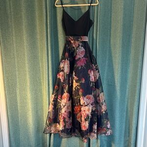 Eliza J Dark Blue and Pink Floral Maxi Dress